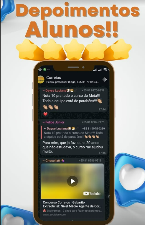 Print da conversa no WhatsApp com o depoimento de Felipe Júnior.